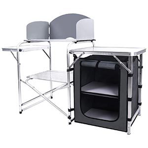 AHB Camping Kitchen Table 2-Tier Camp Cook Table  Image